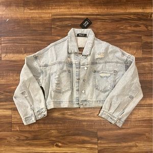 Distressed denim Jacket with rhinestone tassels